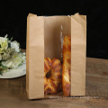 Bread Baking Food Bag Kraft Paper Square Bottom Packaging Bag Customized with Window